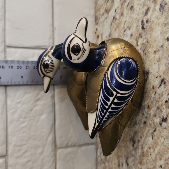 Vintage Handcrafted Tonala Ceramic and Brass Ducks - Picture 11 of 11